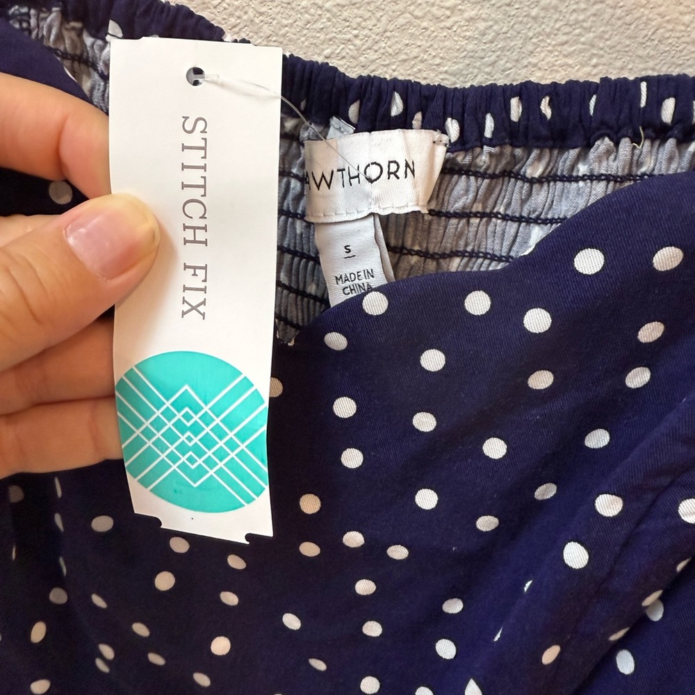 WTHORN Navy Polka Dot Midi Dress